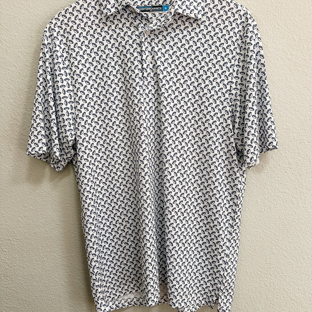 Football White and Navy Patterned Shirt